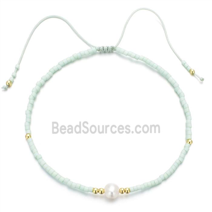 handmade miyuki glass Bracelet with Pearl, adjustable