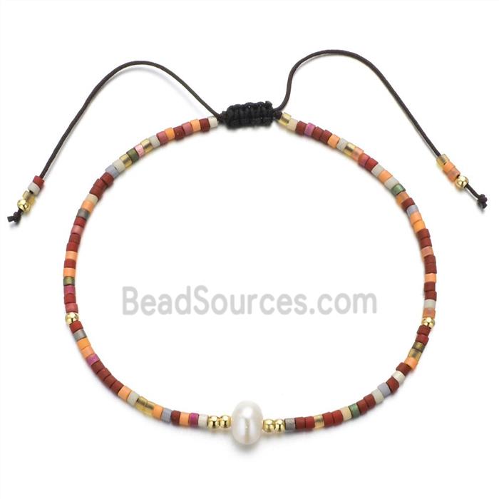handmade miyuki glass Bracelet with Pearl, adjustable