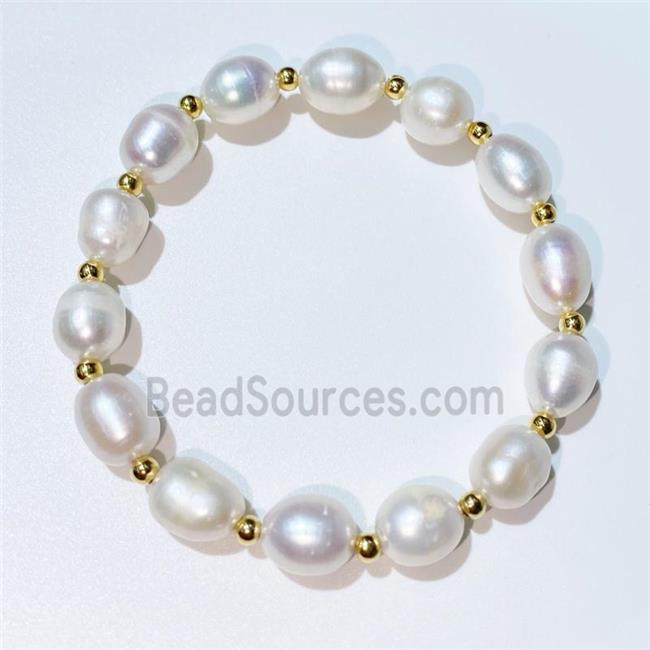 Pearl Bracelet with 14k copper, stretchy
