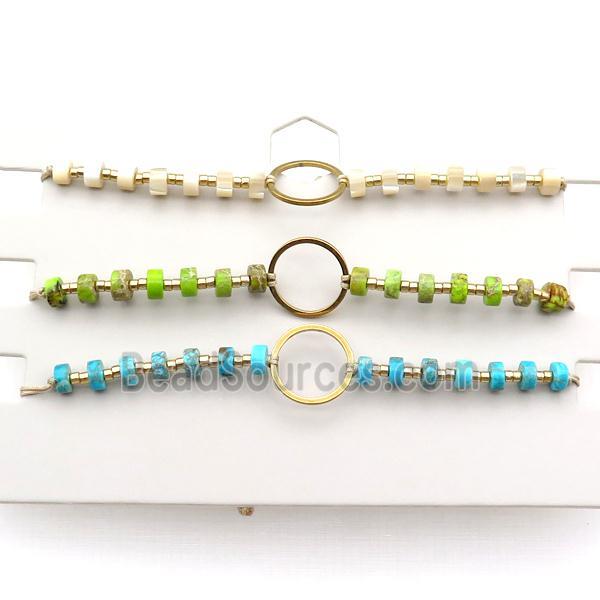 Mix Gemstone Bracelet Heishi Adjustable