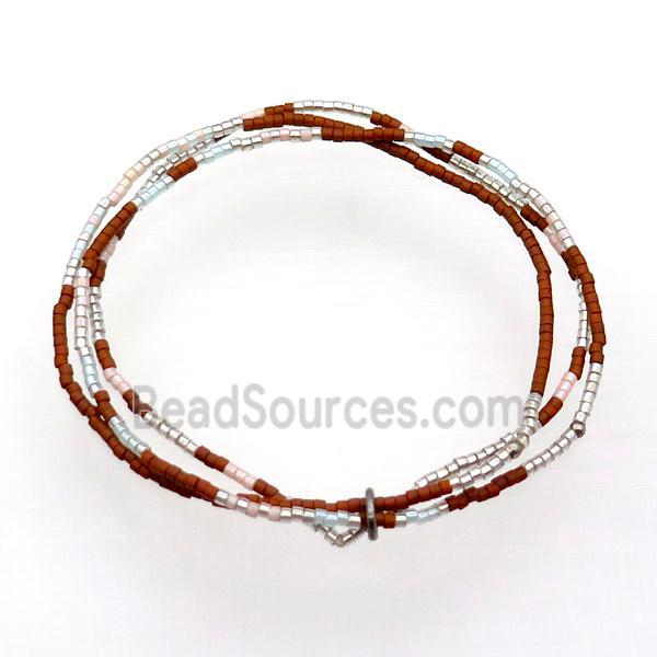 Seed Glass Bracelet 3 Strands Stretchy