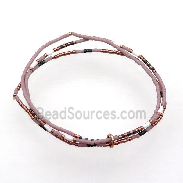 Seed Glass Bracelet 3 Strands Stretchy