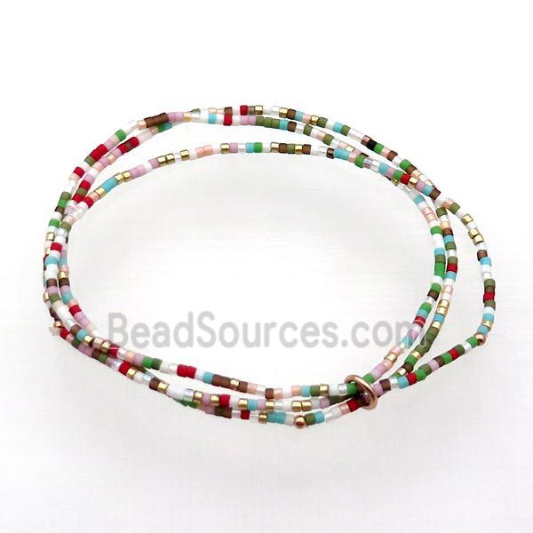 Seed Glass Bracelet 3 Strands Stretchy