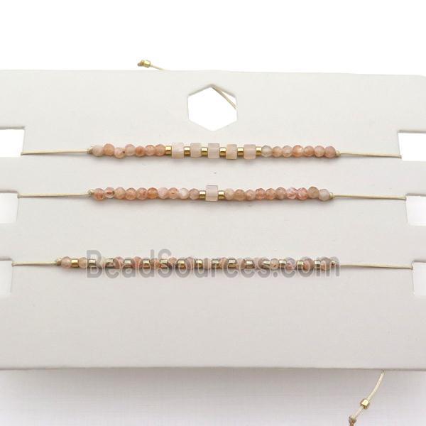 Peach Sunstone Bracelet Adjustable