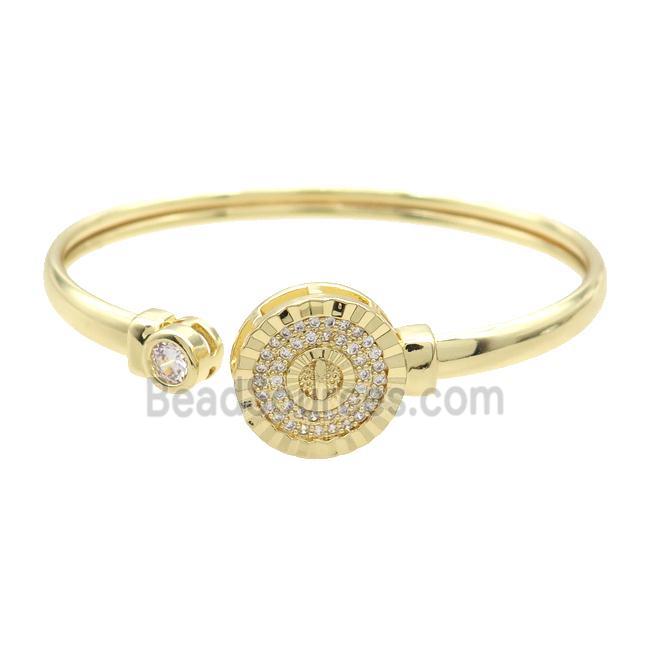 Copper Bangle Pave Zircon Gold Plated