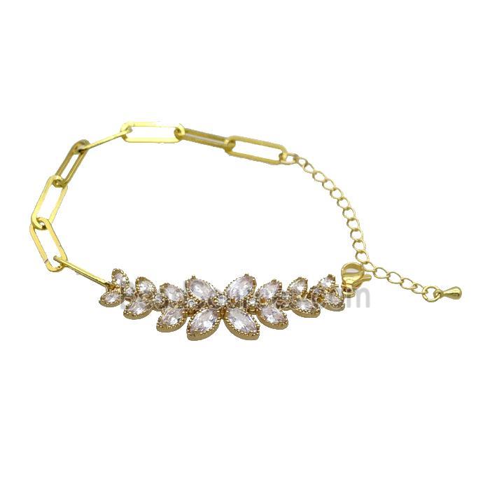 Copper Bracelets Pave Zircon Gold Plated