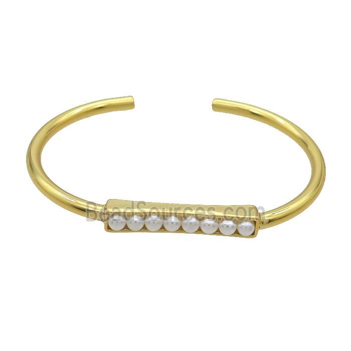 Copper Bangle Pave Pearlized Glass Gold Plated