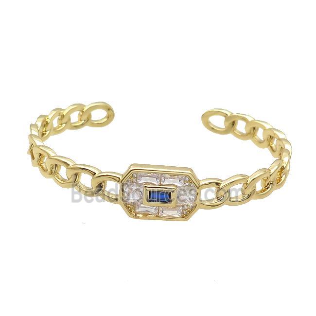 Copper Bangle Pave Zircon Gold Plated