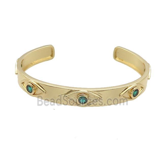 Copper Bangle Pave Zircon Gold Plated Eye