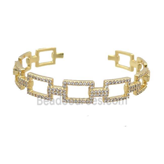 Copper Bangle Pave Zircon Gold Plated