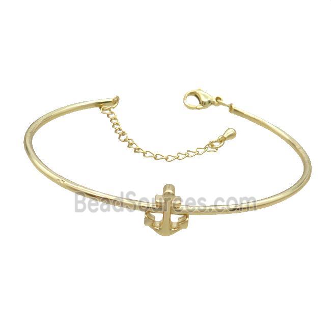 Copper Bangle Anchor Gold Plated