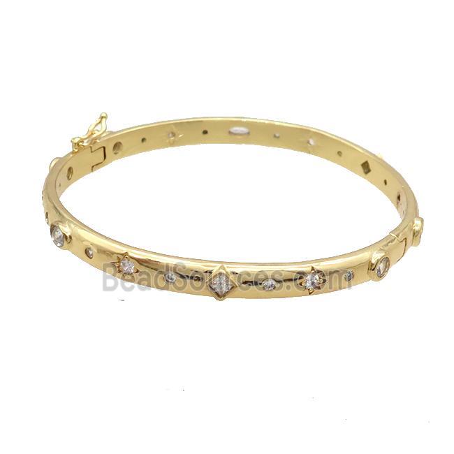 Copper Bangle Pave Zircon Gold Plated
