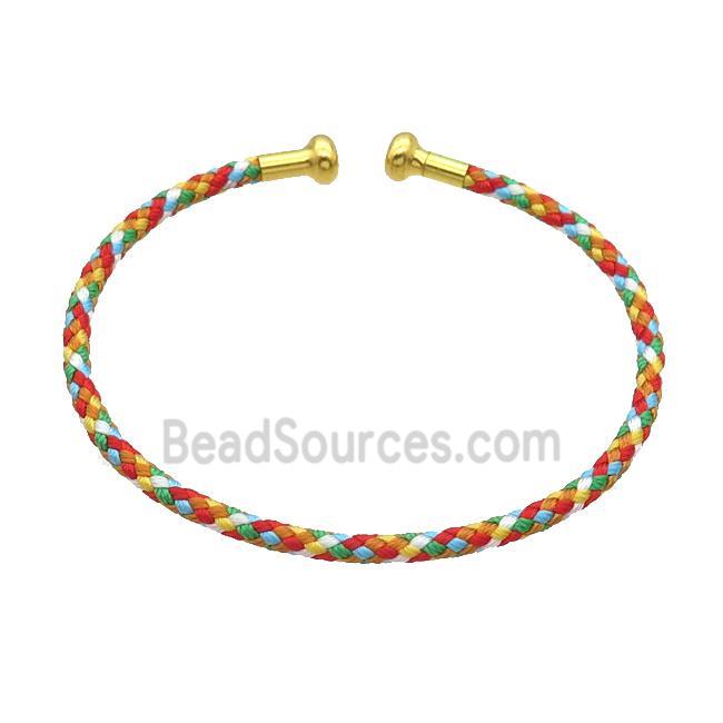 Copper Bangle Multicolor Nylon Wire Wrapped Gold Plated