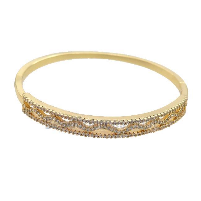 Copper Bangle Pave Zircon Gold Plated