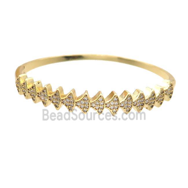 Copper Bangle Pave Zircon Gold Plated