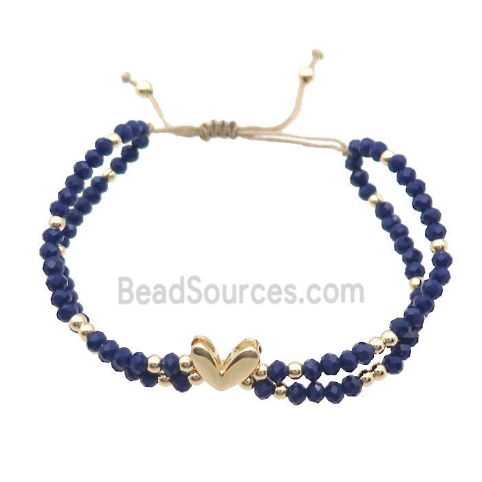 Crystal Glass Bracelet Darkblue Adjustable
