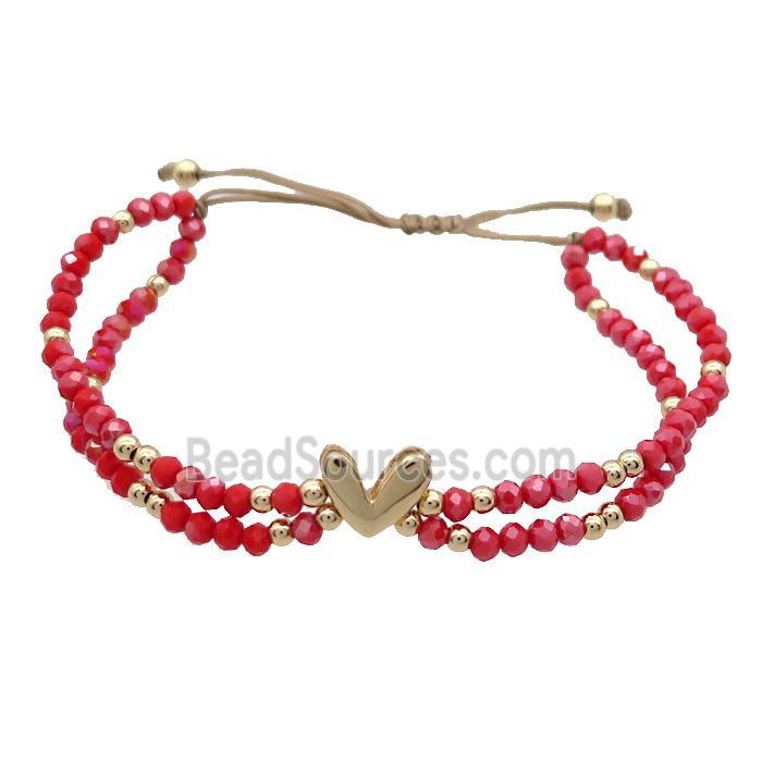 Crystal Glass Bracelet Red Adjustable