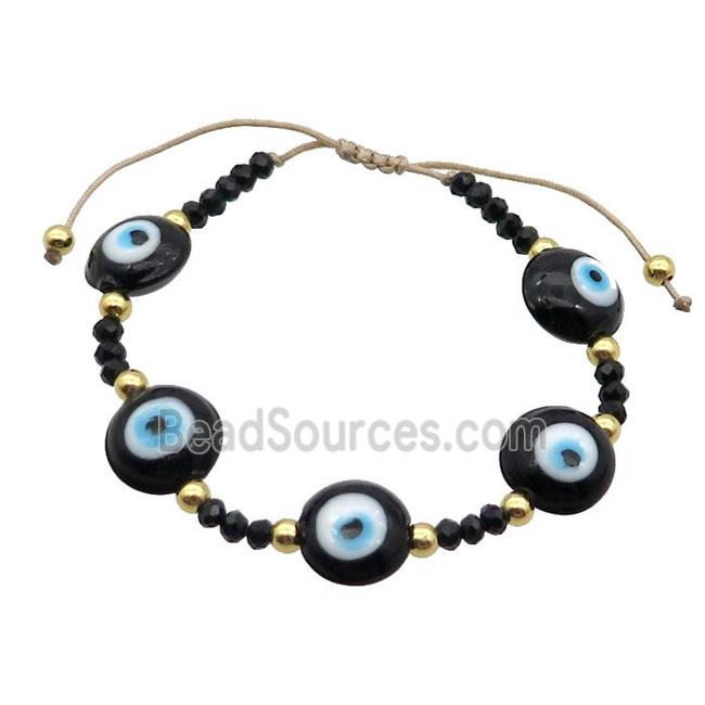 Black Lampwork Bracelet Evil Eye Copper Adjustable