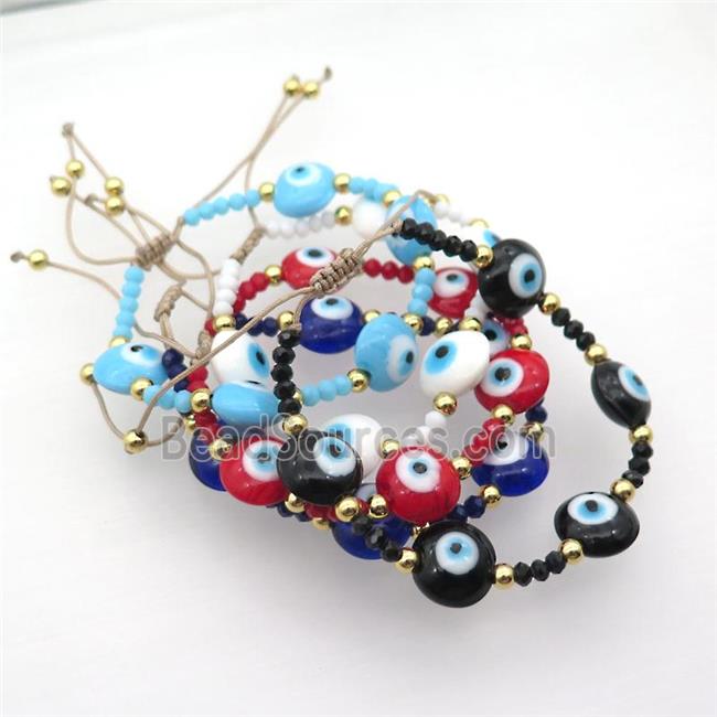 Lampwork Bracelet Evil Eye Copper Adjustable Mixed