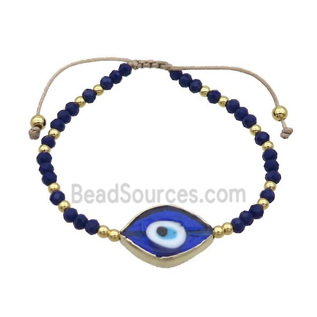 Darkblue Crystal Glass Bracelet Evil Eye Adjustable