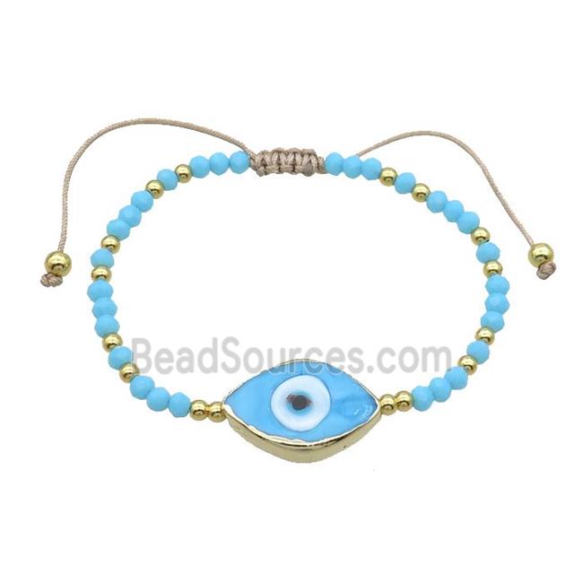 Blue Crystal Glass Bracelet Evil Eye Adjustable