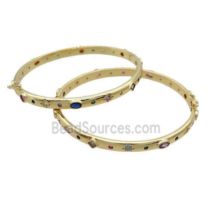 Copper Bangle Pave Zircon Gold Plated