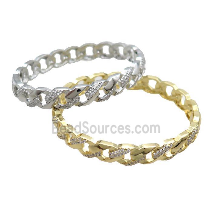 Copper Bangle Pave Zricon Mixed