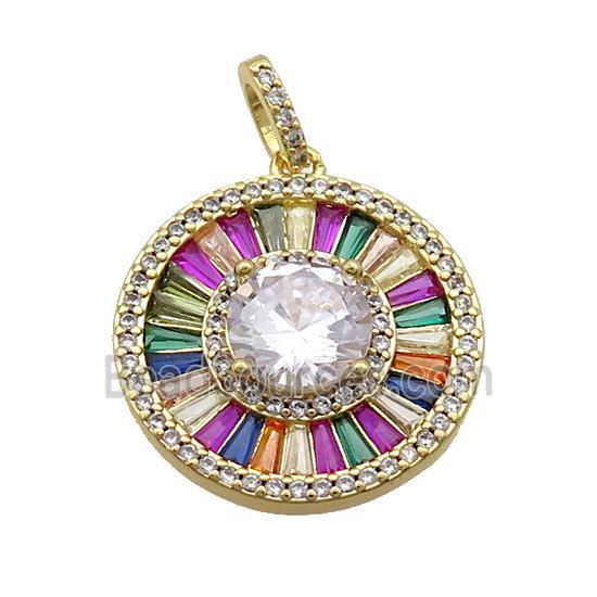 Copper Pendant Pave Zircon Sun Circle Gold Plated