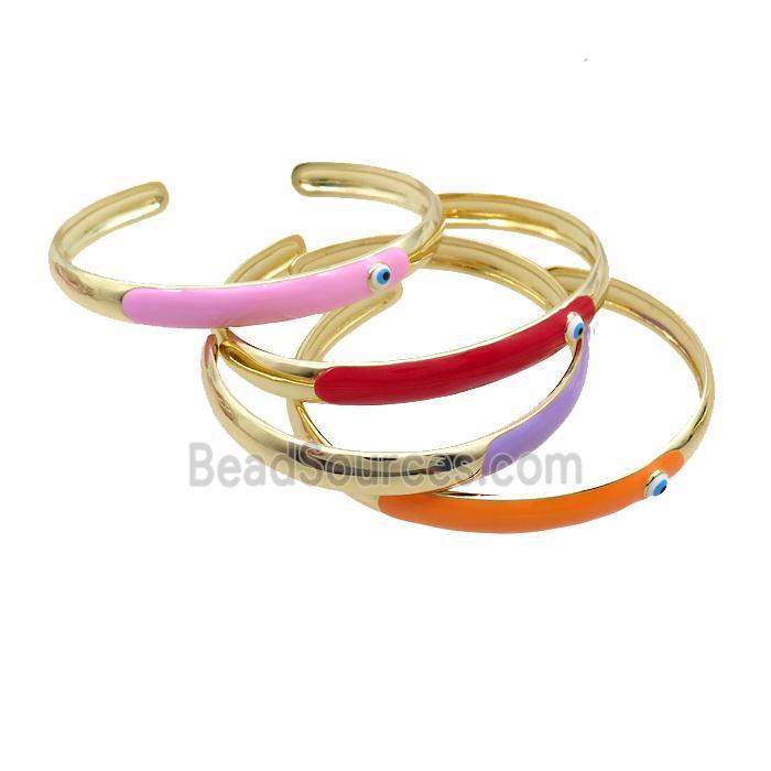 Copper Bangle Enamel Eye Gold Plated Mixed