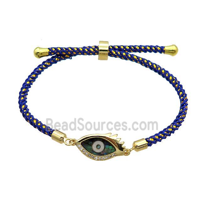 Darkblue Nylon Bracelets Copper Eye Adjustable Gold Plated
