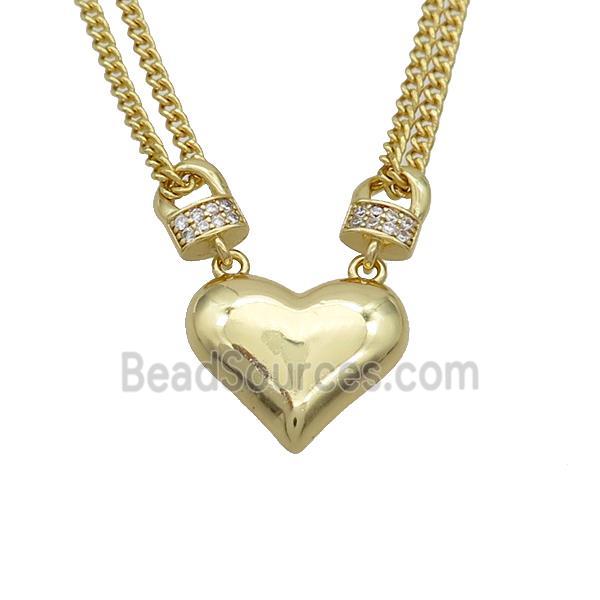 Copper Necklaces Pave Zircon Heart Gold Plated