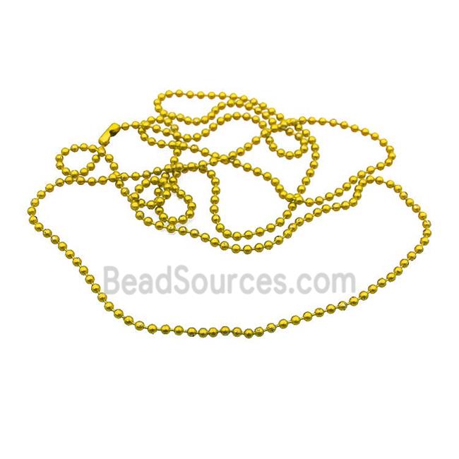 Copper Ball Chains For Necklace Yellow Lacquered