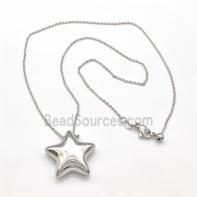 Copper Necklace Star Platinum Plated