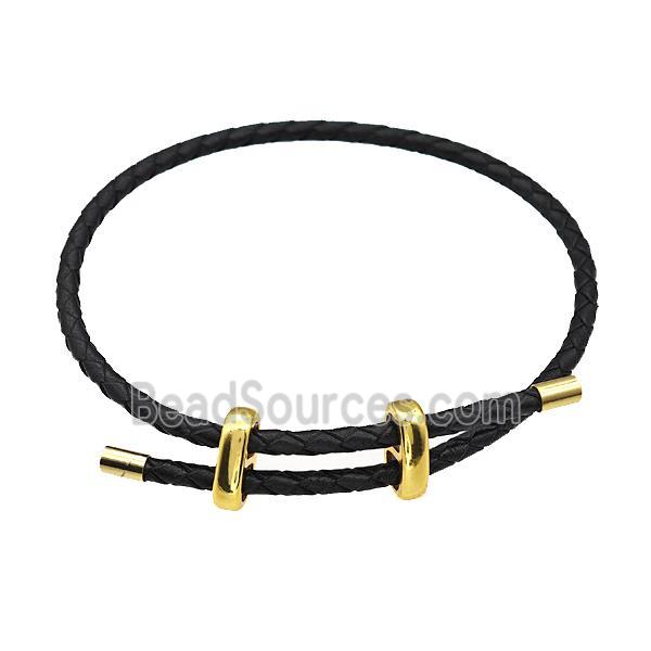 Black PU Leather Bracelet Adjustable