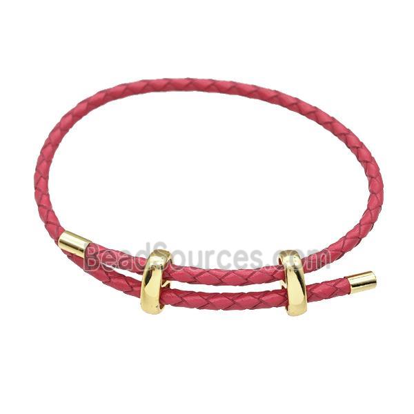 Red PU Leather Bracelet Adjustable