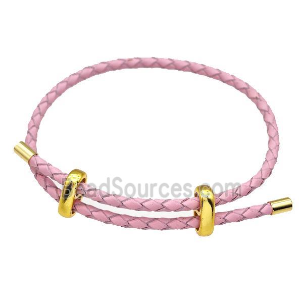 Pink PU Leather Bracelet Adjustable