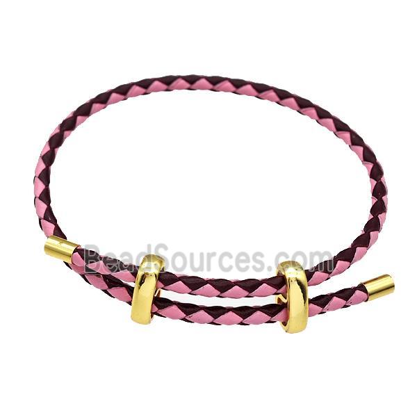 Pink Lilac PU Leather Bracelet Adjustable