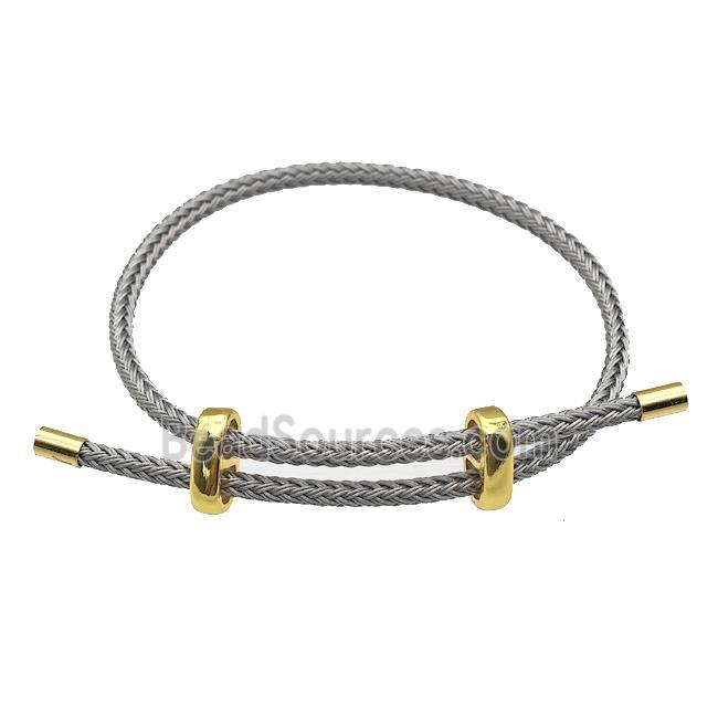 Gray Tiger Tail Steel Bracelet Adjustable