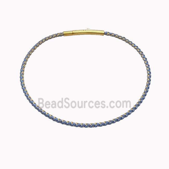 Blue Nylon Cord Bracelet With Stainless Steel Clasp