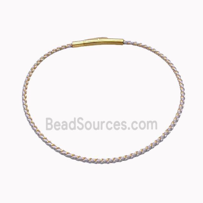 Gray Nylon Cord Bracelet With Stainless Steel Clasp