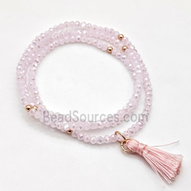 Pink Chinese Crystal Glass Bracelets Stretchy