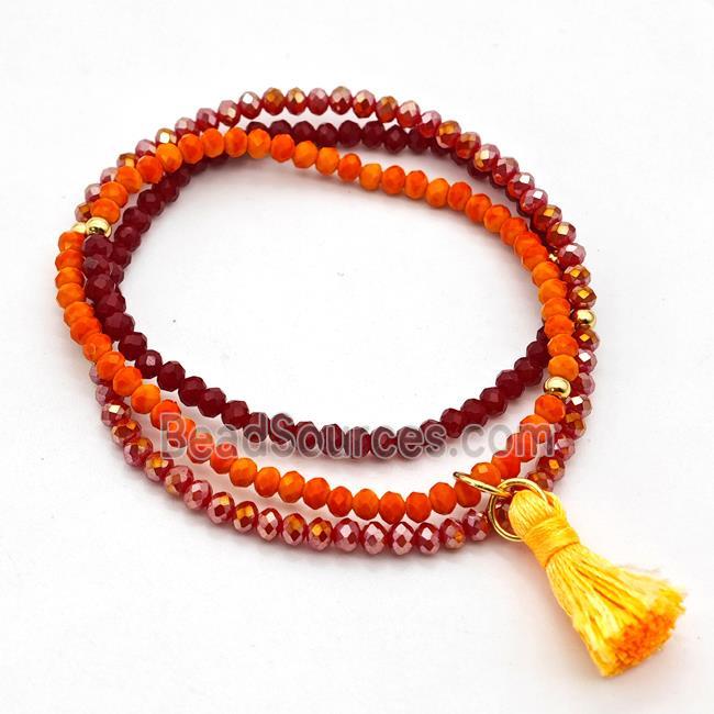 Chinese Crystal Glass Bracelets Stretchy Multicolor