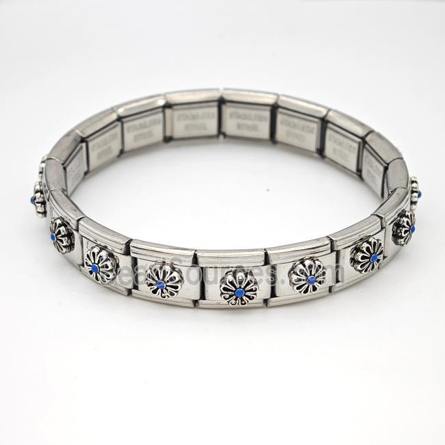 Stainless Steel Module Bracelet Flower