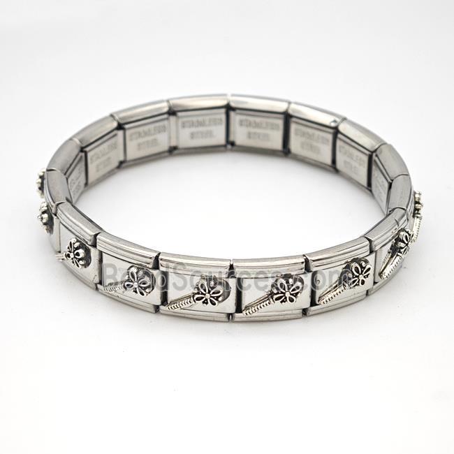 Stainless Steel Module Bracelet Flower