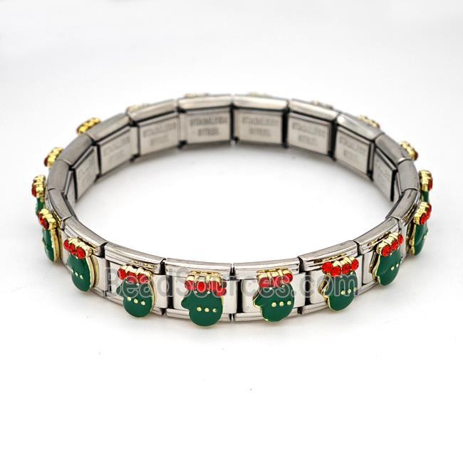 Stainless Steel Module Bracelet Christmas Mitten