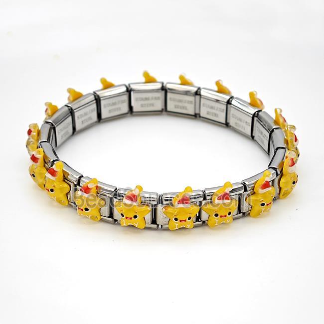 Raw Stainless Steel Module Bracelet Pave Resin Genie