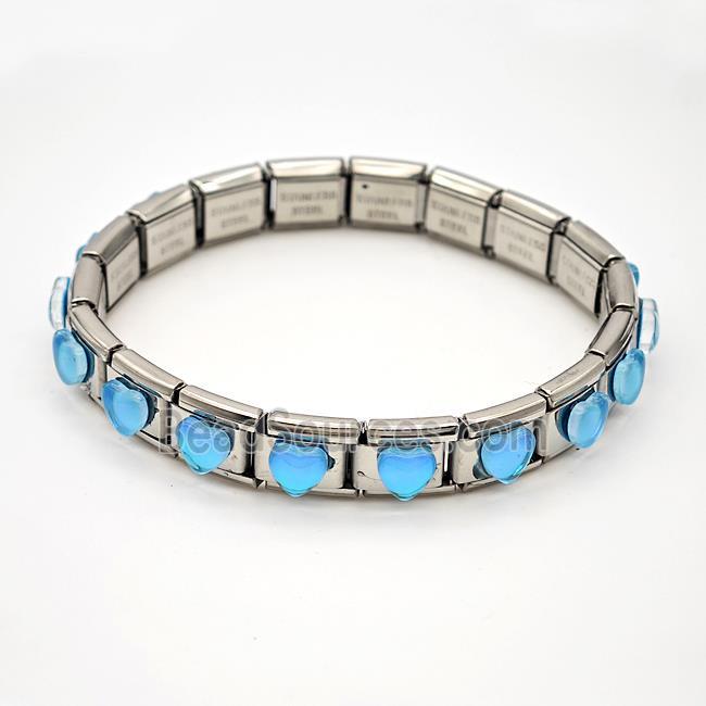 Raw Stainless Steel Module Bracelet Pave Resin