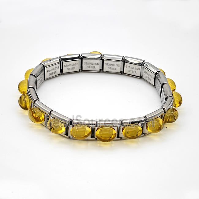 Raw Stainless Steel Module Bracelet Pave Resin