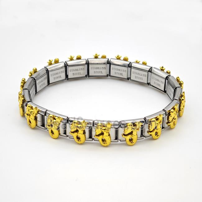 Raw Stainless Steel Module Bracelet Pave Alloy Mermaid