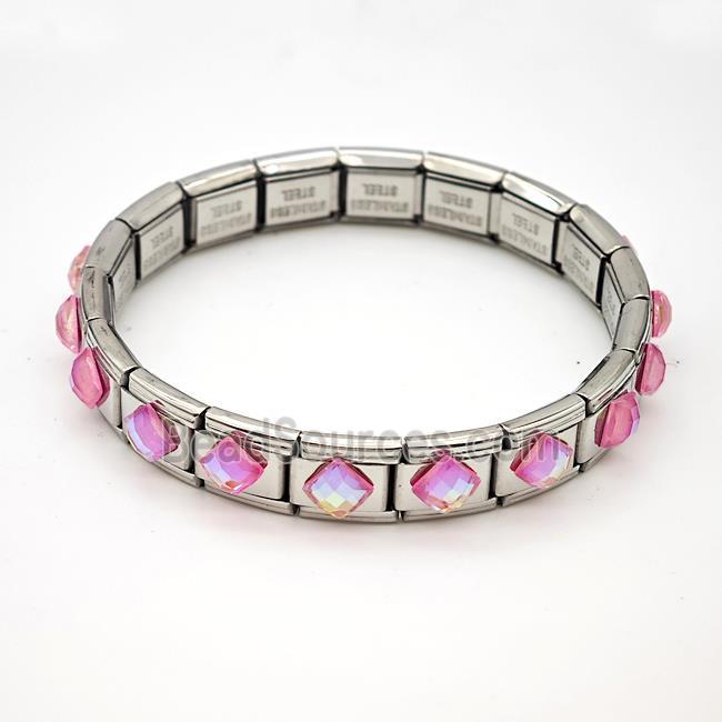 Raw Stainless Steel Module Bracelet Pave Acrylic